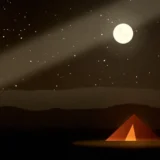 星空の下のキャンプの風景イラスト