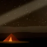 星空の下のキャンプの風景イラスト