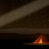 星空の下のキャンプの風景イラスト