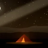 星空の下のキャンプの風景イラスト