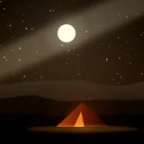 星空の下のキャンプの風景イラスト