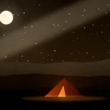 星空の下のキャンプの風景イラスト