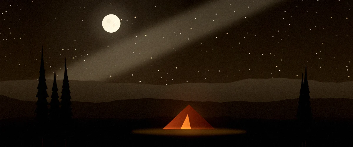 星空の下のキャンプの風景イラスト