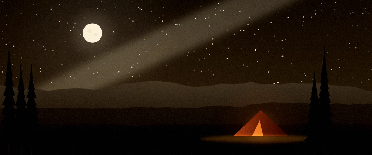 星空の下のキャンプの風景イラスト